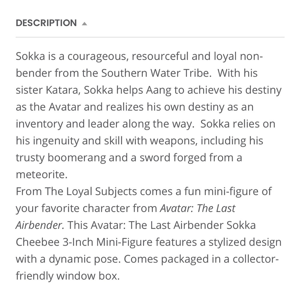 ✨ SOKKA ✨ Avatar: The Last Airbender - Cheebee 3" Figure - Picture 6 of 13